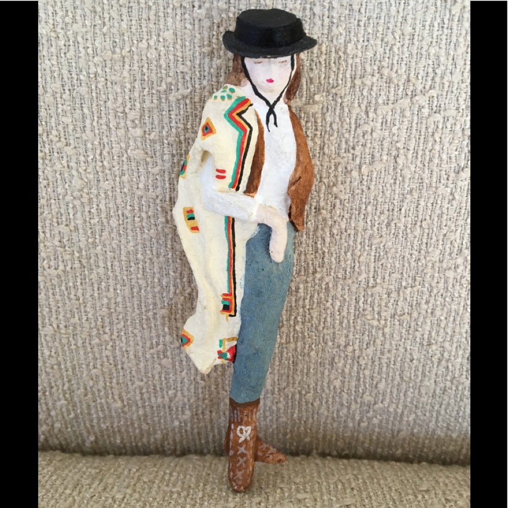 Vintage m Syme handmade paper mache beautiful lady brooch